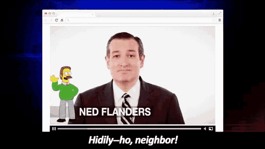 a video of ned flanders with a cartoon character behind him