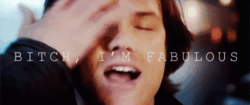 a man is covering his face with his hand and says bitch i 'm fabulous