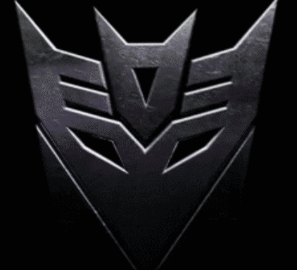 a close up of a transformers logo on a black background