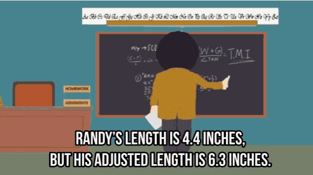 randy 's length is 4.4 inches but his adjusted length is 6.3