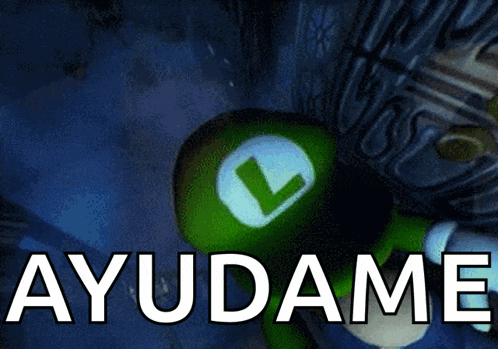 a cartoon character is screaming with the word ayudame written below it