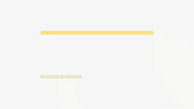a black rectangle with a yellow line and the website pashtoscoop.com underneath