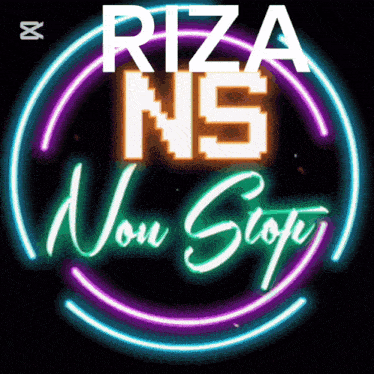 a neon sign that says riza n5 now stop