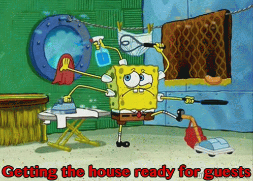 Getting The House Ready For Guests GIF - Spongebob Getting Ready Cleaning GIFs