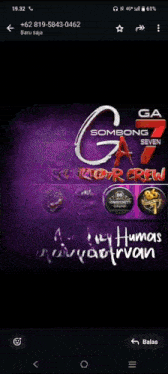 a phone screen with a purple background and the name humas arvan at the bottom