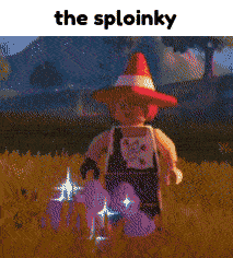 a pixelated image of a man in a witch hat with the words the sploinky below him