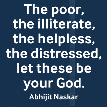 a quote by abhijit naskar is displayed on a dark blue background