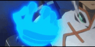 a close up of a person 's hand holding a blue light .