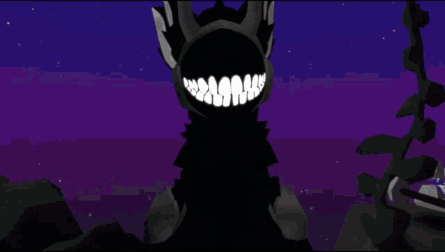 a cartoon drawing of a monster with a huge smile on its face