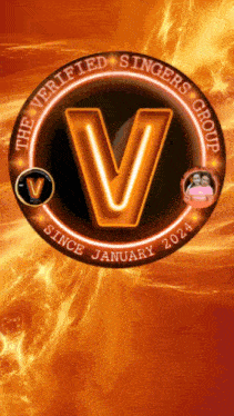a logo for the verified singers group has a letter v in the center