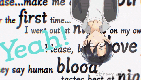 a man is upside down with the words yeah please be love