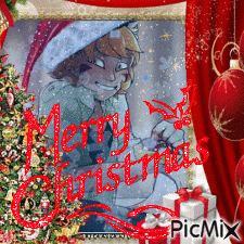 a picture of a girl in a santa hat with merry christmas written in red
