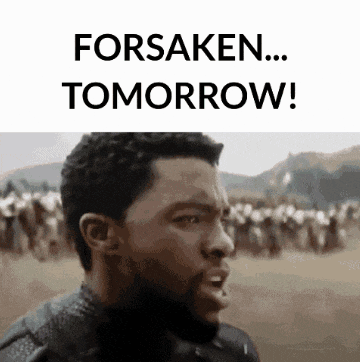 a man is standing in front of a crowd and says forsaken tomorrow .