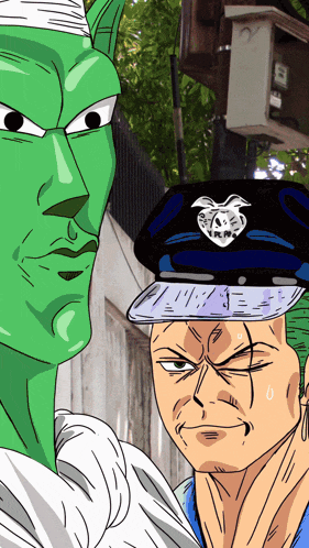 a drawing of a man wearing a police hat with a heart on it