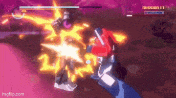 two robots are fighting in a video game .