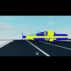 a blue and yellow airplane is sitting on a road with the words literally lowrider in my garage bottom text