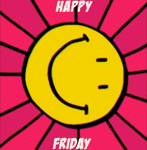 a happy friday greeting card with a smiley face on it