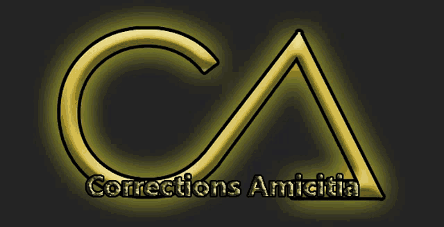 a logo for corrections amicitia with a triangle in the middle