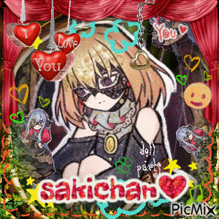 a picture of a girl with the name sakichan in the corner