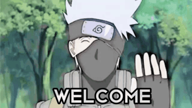 kakashi hatake from naruto is wearing a mask and waving .