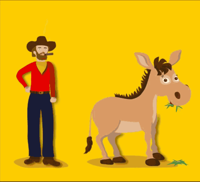 a man smoking a cigar next to a donkey with the words hope your birthda