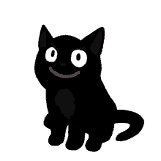 a black cat is sitting down with its eyes closed and a red mouth .