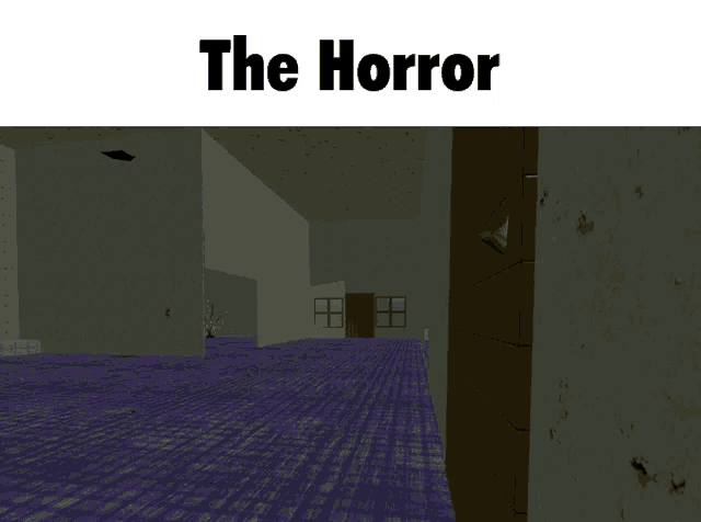 a video game called the horror has a purple object in the middle of the room