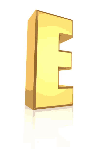 a gold letter e is on a white surface