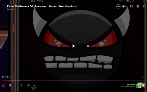 a phone with a devil face on it and the time 16:40