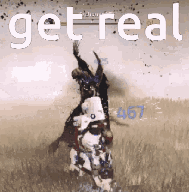 a screenshot of a video game with the words get real on it