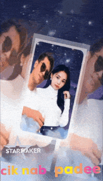 a picture of a man and a woman with the words starmaker cik nab padee below them