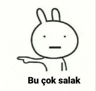 a black and white drawing of a rabbit with the words `` bu çok salak '' .