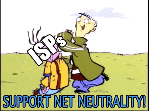 a cartoon of ed and edd with the words support net neutrality on the bottom