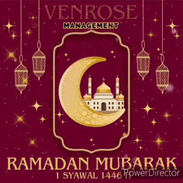 a greeting card for ramadan mubarak with a crescent moon