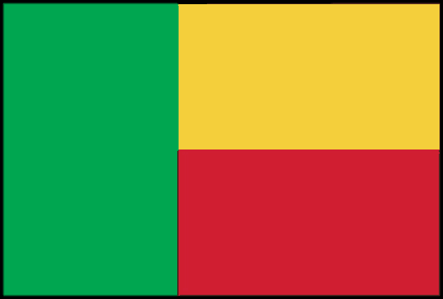 a green , yellow , and red flag with a black frame
