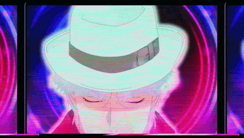 a cartoon character with a white hat and beard