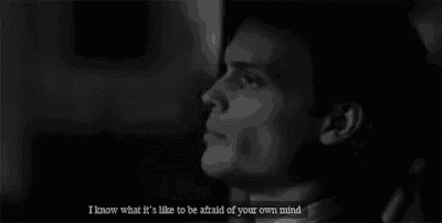 a black and white photo of a man with a quote that says i know what it 's like to be afraid of your own mind