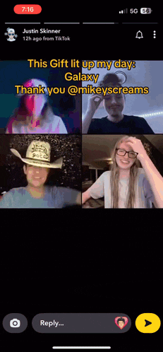 a screenshot of justin skinner 's tiktok video