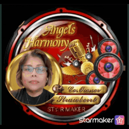 a picture of a woman in a circle with the words angels harmony on it