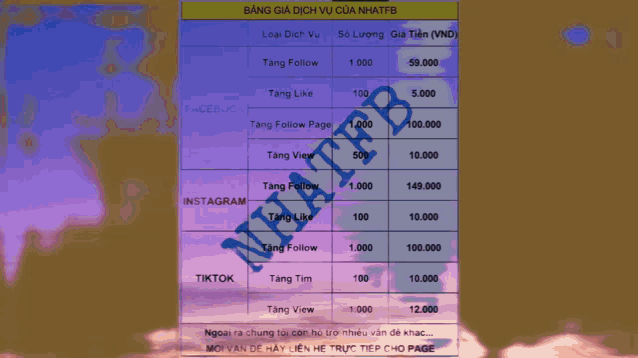 a table showing the costs of various social media channels