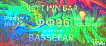a poster for rett inn bar shows a colorful design