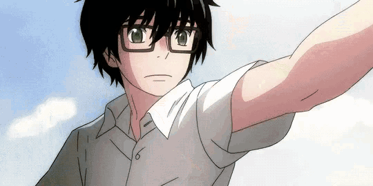 a boy wearing glasses and a white shirt with the number 6 on the sleeve