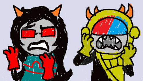 a drawing of a cat and a yellow monster