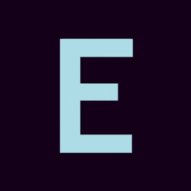 a light blue letter b on a dark purple background