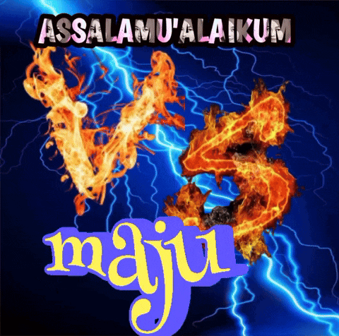a blue background with lightning and the word maju on it