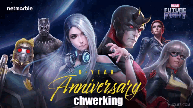 a marvel future fight 6 year anniversary chwerking poster