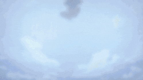 a man with green hair is flying through the air with a sword in his hand