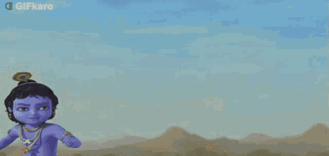 a computer generated image of a monster with a gifkaro logo in the upper right corner