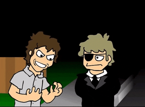 a cartoon of a man with a x on his face
