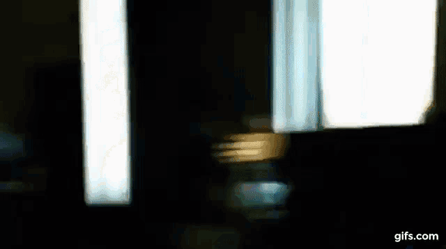 a blurry picture of a person standing in front of a window in a room .